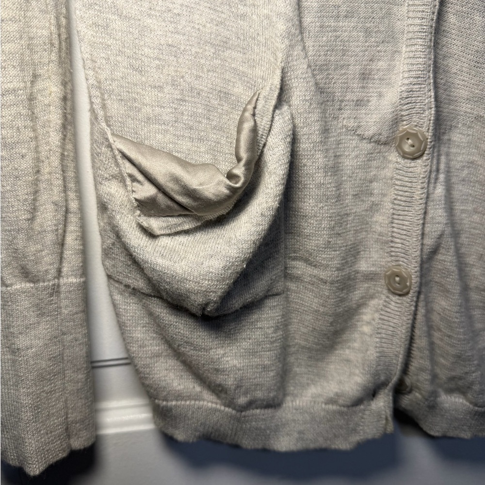 Guinevere X Anthropologie Grey Wool & Silk Blend Cardigan Size Small - Picture 3 of 5